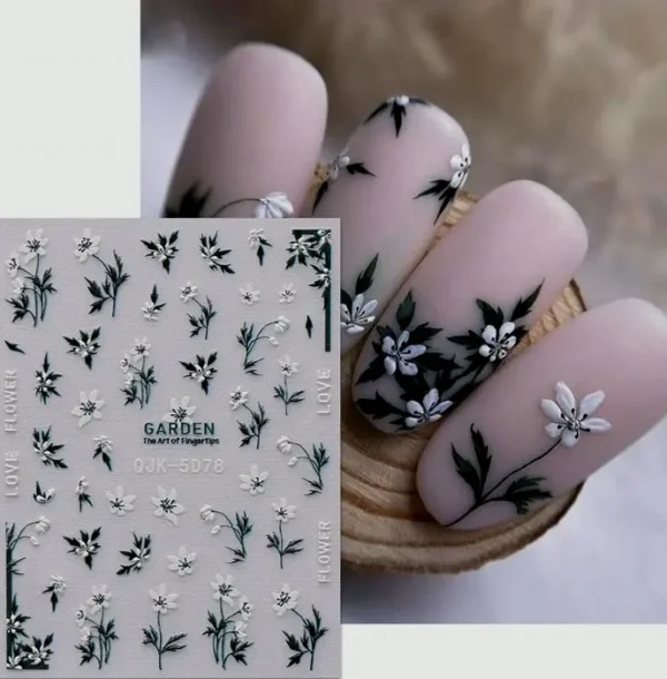 Embossed Summer Flower Nail Art Stickers