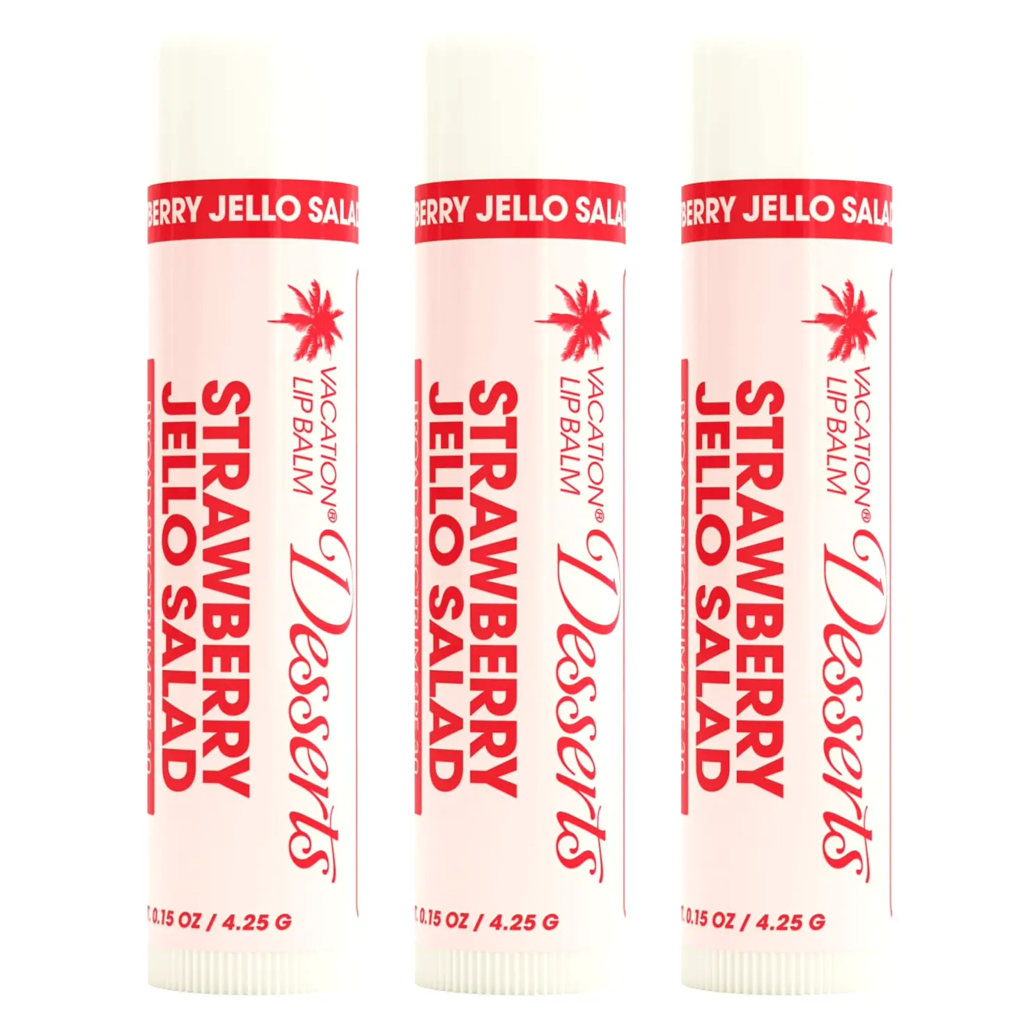 Holiday Strawberry Jello 30 SPF Lip Balm 3-Pack