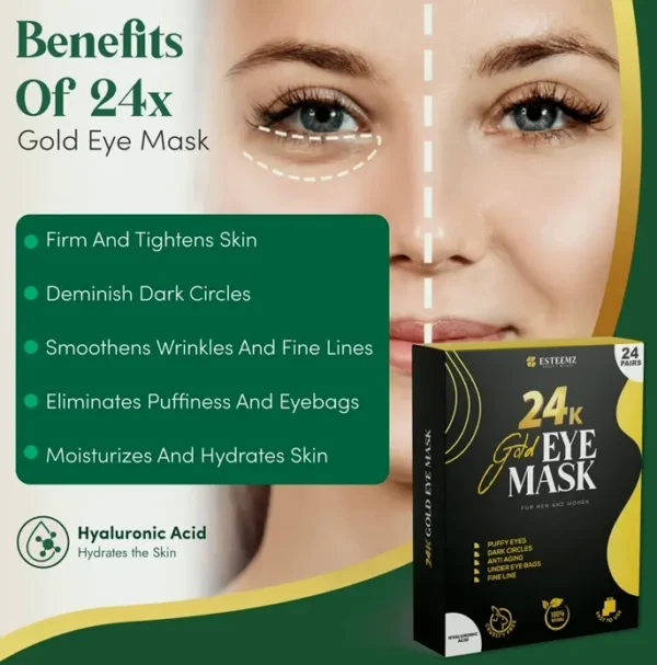 24K Under Eye Masks for Puffy Eyes (24 Pairs)