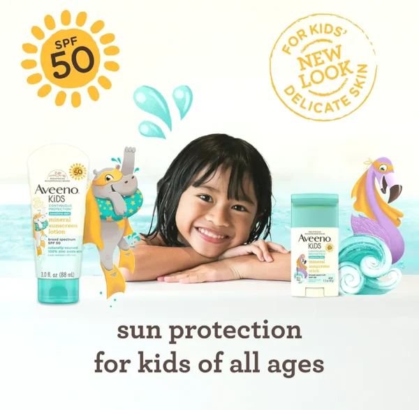 Aveeno Kids Zinc Oxide Sunscreen Stick SPF 50