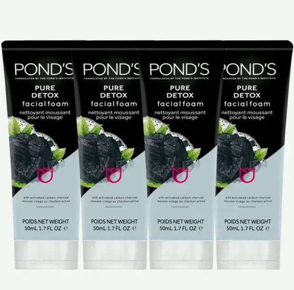 Pond\'s Detox Facial Cleanser with Activated Carbon, Set of 4 (1.7 Oz)