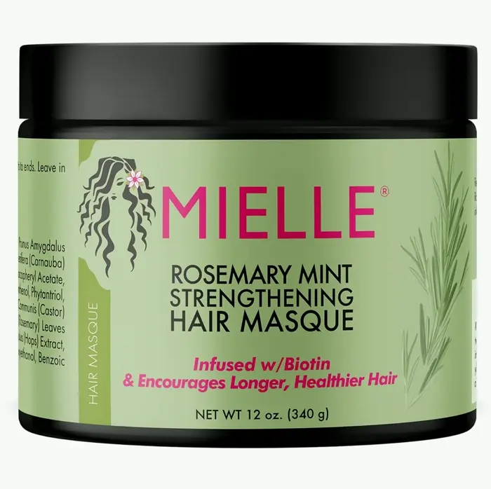 Mielle Organics Rosemary Mint Fortifying Hair Masque, Oil & Biotin Deep Treatment, Repair for Dry, Damaged, & Frizzy Hair, 12 oz