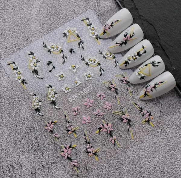 Embossed Summer Flower Nail Art Stickers