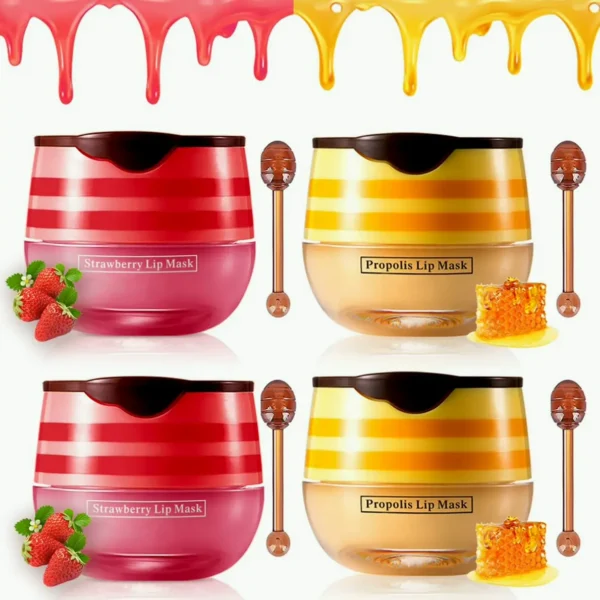 Set of 4 Strawberry & Honey Lip Balm