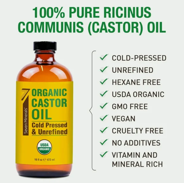 Pure Castor Oil - 16oz Glass Bottle