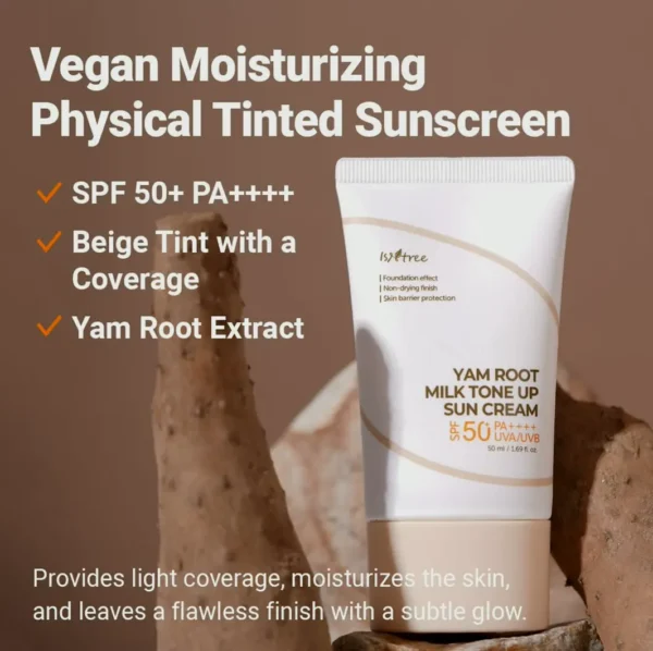 IsNtree Yam Root Cream SPF50+ Tinted Sunscreen 50ml