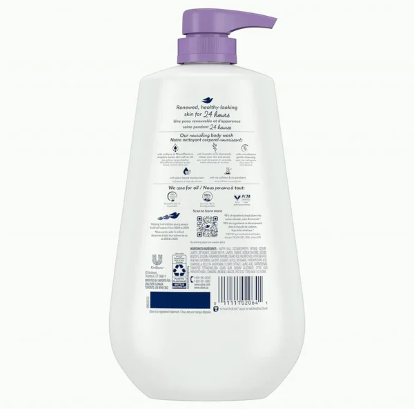 Dove Lavender-Infused Body Cleansing Gel with Pump, 3 Count , Renewed Skin 30.6