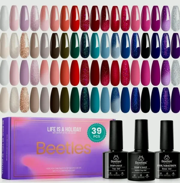 Reflective Spring Gel Nail Kit - 36 Shades + Base Coat