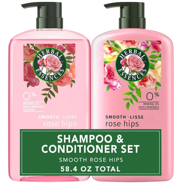 Natural Extracts Shampoo and Conditioner Collection, Smooth with Vitamin E, Rose Petals, Jojoba, 29.2 Fl Oz, 2 Pack