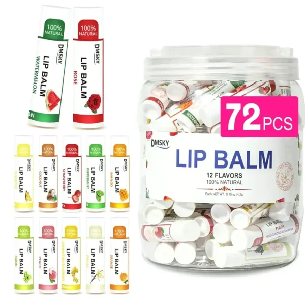 Premium Lip Balm Set, Moisturizing Vitamin E & Coconut, 12 Flavors