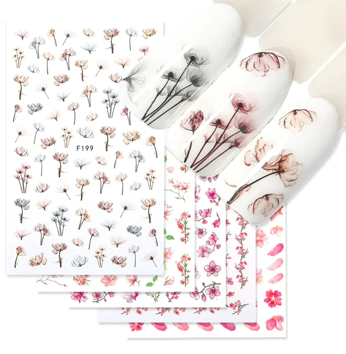 Flower Manicure Art Stickers Three-Dimensional Set