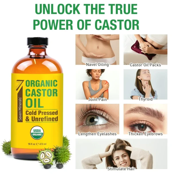 Pure Castor Oil - 16oz Glass Bottle