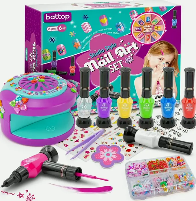 Kids Nail Kit with Dryer & 3D Accessories