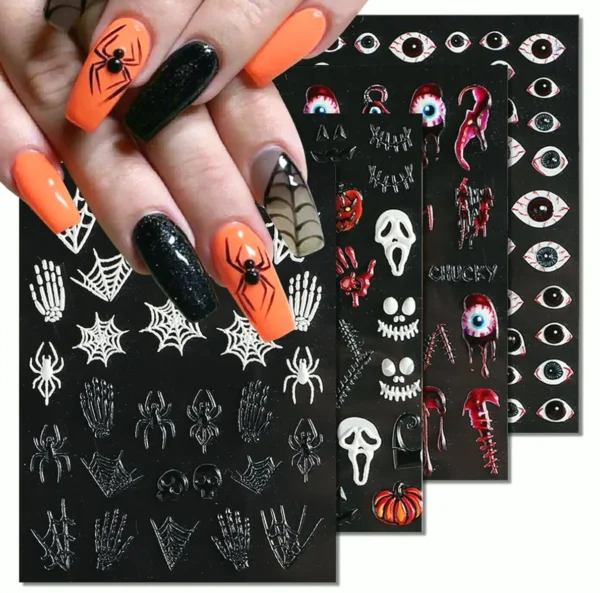 Halloween 5D Nail Stickers - Pumpkin Design Collection