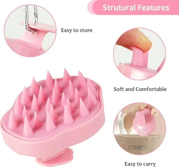 Soft Rubber Hair Massage Brush Shampooing Brush Suitable for Wet Dry Curly Straight Fur Pink